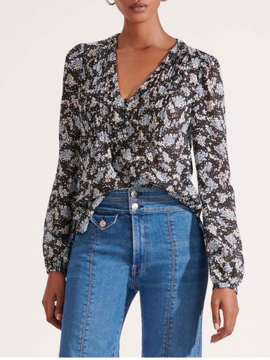 Veronica Beard Tops - Veronica beard lowell floral blouse silk V-neck long sleeve top size 4